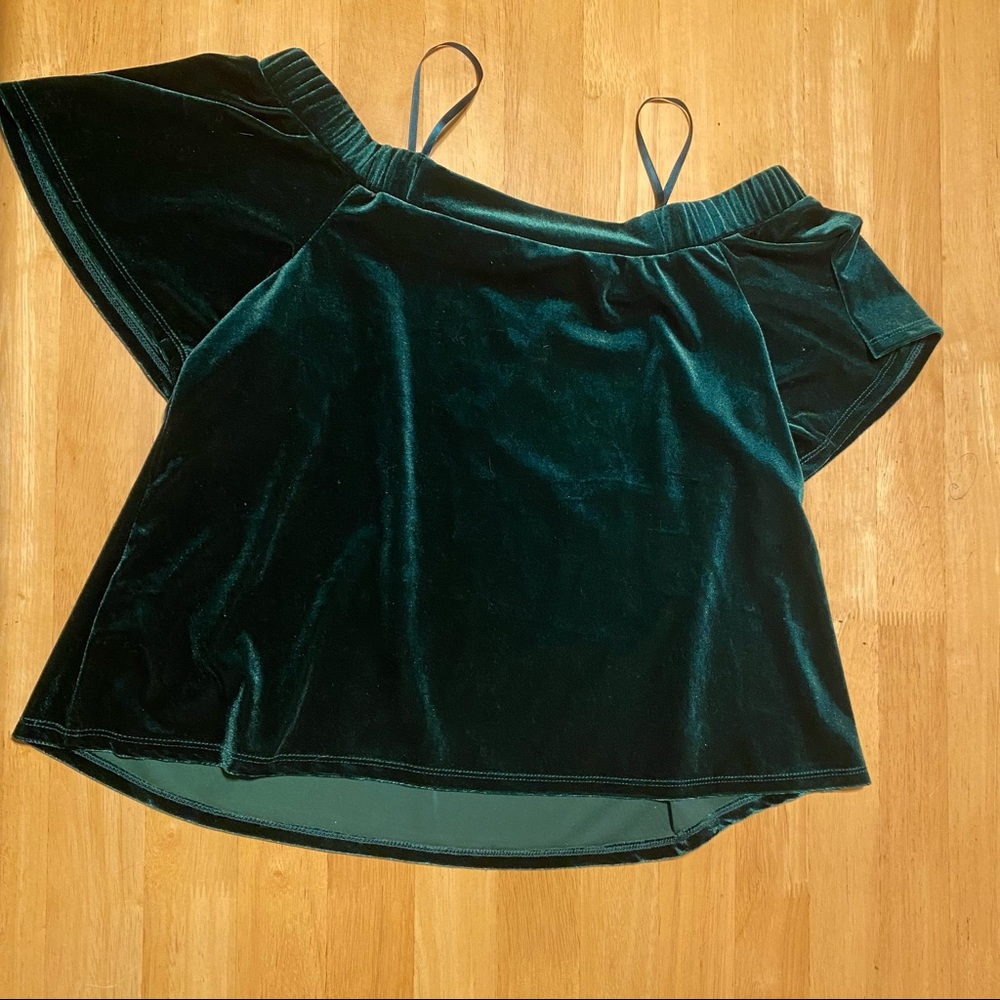 Off the shoulder green top